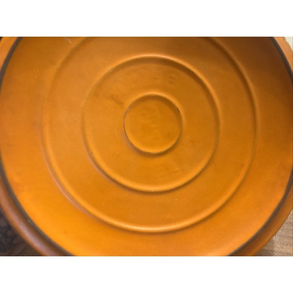 VTG 60s Descoware Flame Orange Enamel Cast Iron Dutch Oven FE 22-C Belgium 22cm